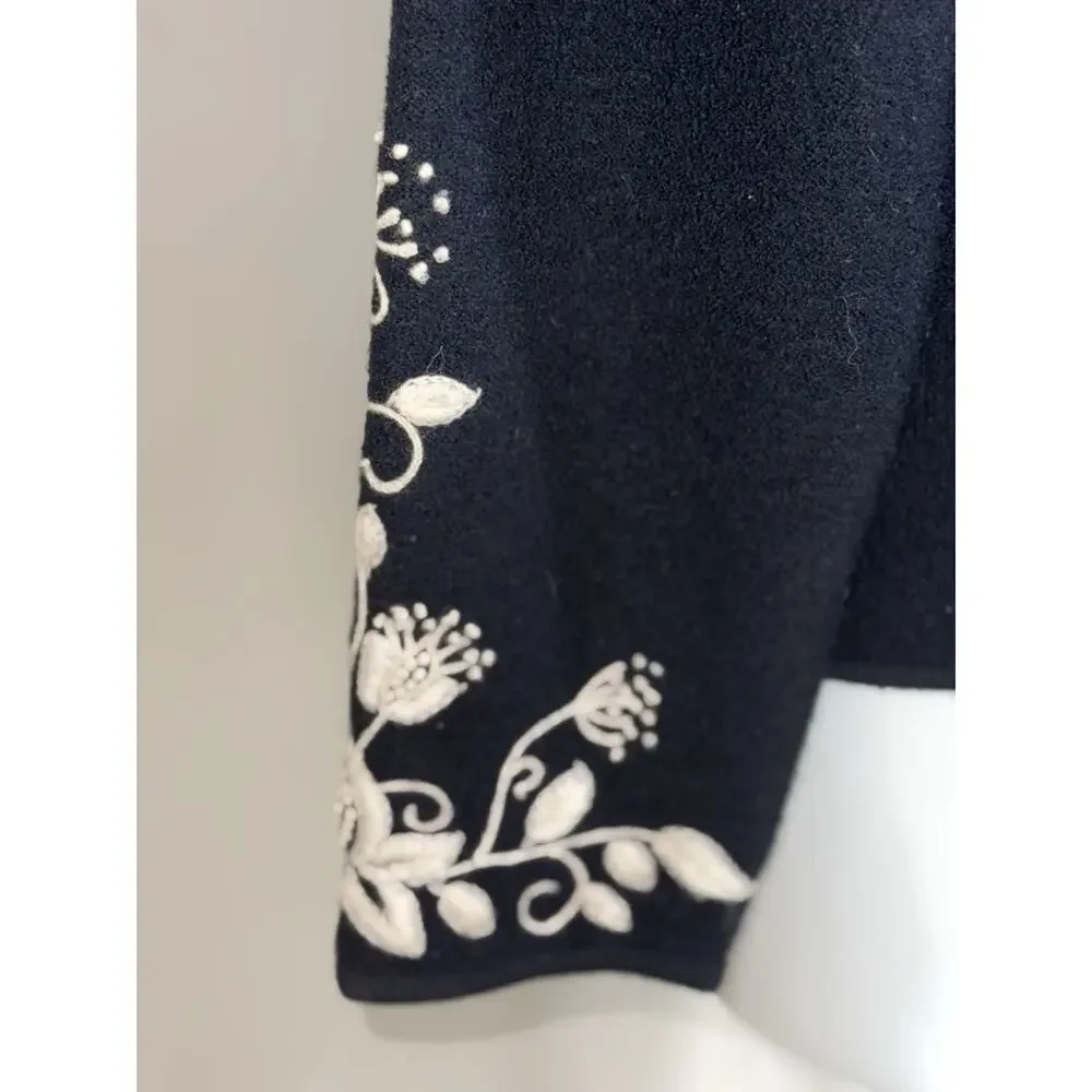 Embroidered Floral Wool Cardigan Cottagecore Romantic Grannycore Vintage Size M - Picture 7 of 13